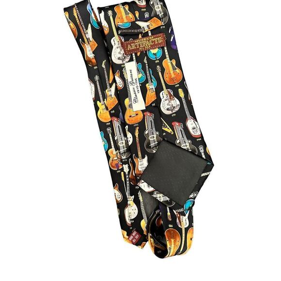 Vintage Museum Artifacts Classic Guitars 1910-1996 Silk Men’s Tie - Picture 3 of 9